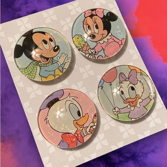 Set/4 𝑯𝒂𝒏𝒅𝒎𝒂𝒅𝒆 Disney Baby Magnets Cabochons Gift! - Picture 14 of 16